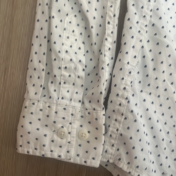 GET USED  Shirt Mens White Black Triangles Button Up Long Sleeve Classic Fit - Picture 8 of 8